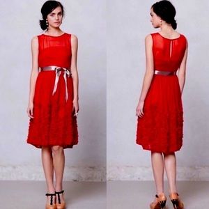Anthropologie ‘Tiny’ Red Silk Ruffle Caridad Dress- 4